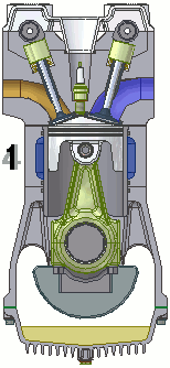 Схема работы четырехтактного цилиндра двигателя, цикл Отто1. впуск2. сжатие3. рабочий цикл4. выпуск